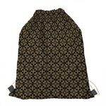 Black And Beige Orthodox Pattern Print Drawstring Bag