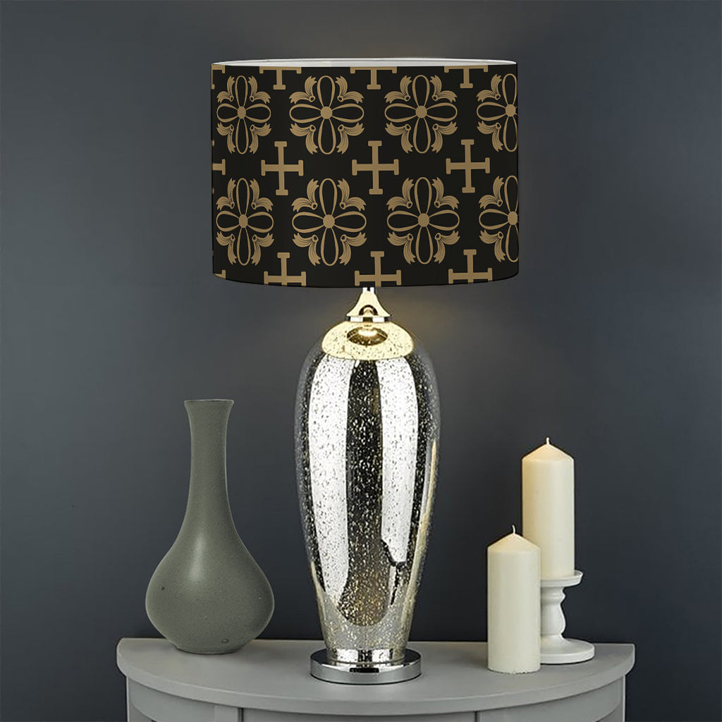 Black And Beige Orthodox Pattern Print Drum Lamp Shade