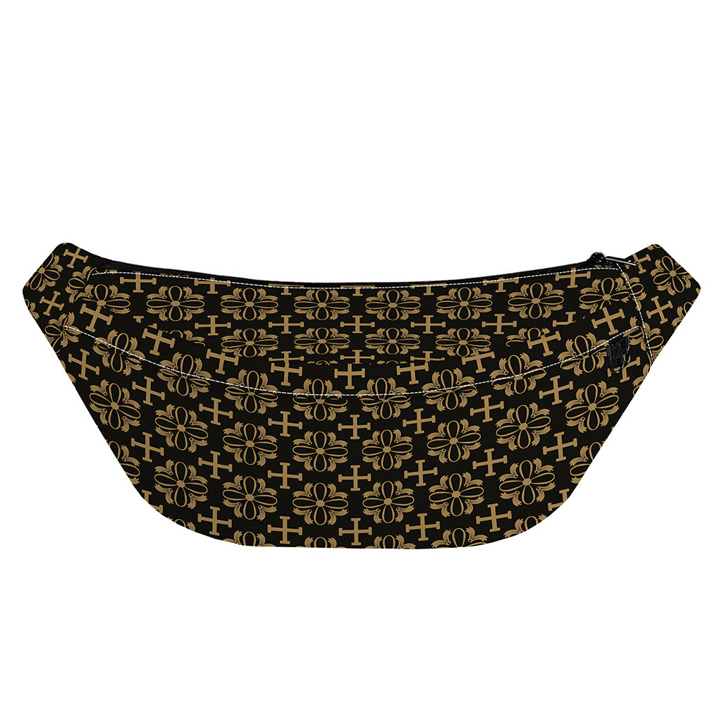 Black And Beige Orthodox Pattern Print Fanny Pack