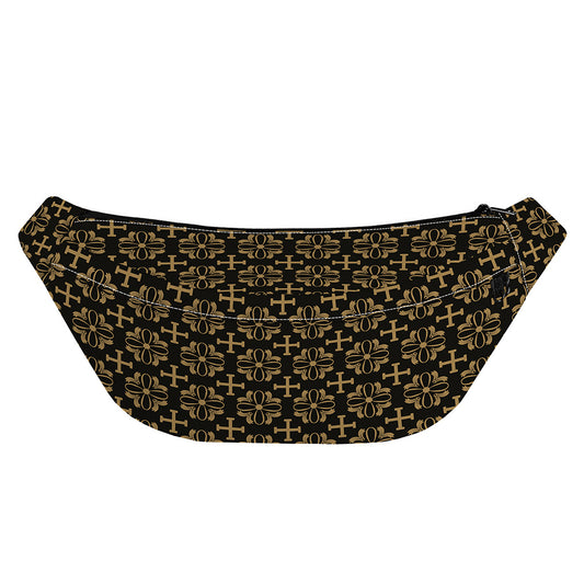 Black And Beige Orthodox Pattern Print Fanny Pack
