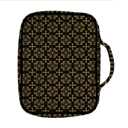 Black And Beige Orthodox Pattern Print Front Pocket Bible Bag