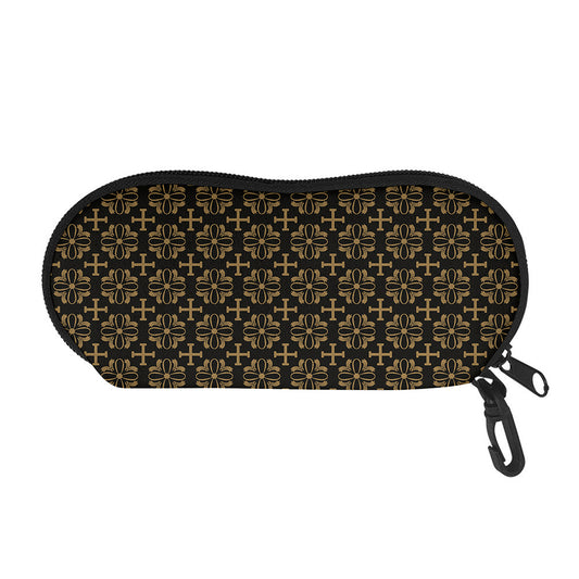 Black And Beige Orthodox Pattern Print Glasses Case