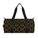 Black And Beige Orthodox Pattern Print Gym Bag