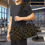 Black And Beige Orthodox Pattern Print Gym Bag