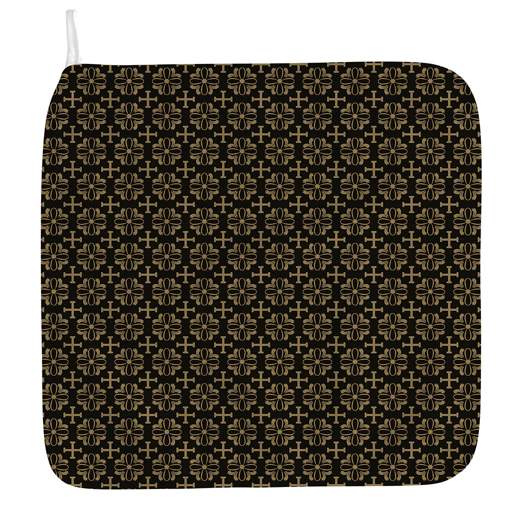 Black And Beige Orthodox Pattern Print Hand Towel