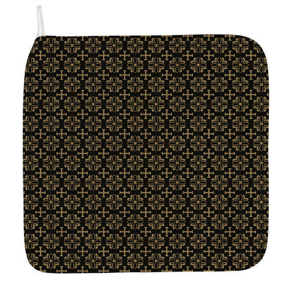 Black And Beige Orthodox Pattern Print Hand Towel