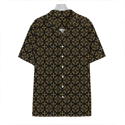 Black And Beige Orthodox Pattern Print Hawaiian Shirt