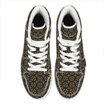 Black And Beige Orthodox Pattern Print High Top Leather Sneakers