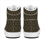 Black And Beige Orthodox Pattern Print High Top Leather Sneakers