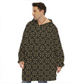 Black And Beige Orthodox Pattern Print Hoodie Blanket