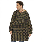 Black And Beige Orthodox Pattern Print Hoodie Blanket