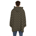 Black And Beige Orthodox Pattern Print Hoodie Blanket