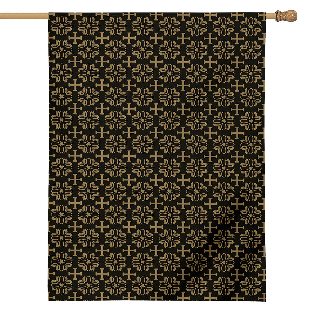 Black And Beige Orthodox Pattern Print House Flag