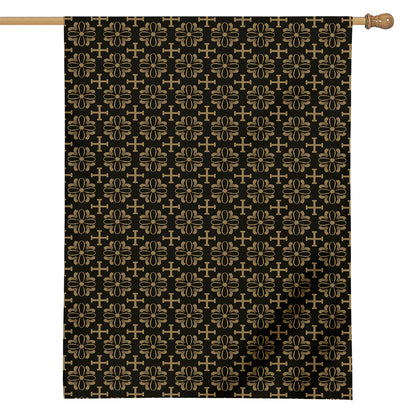Black And Beige Orthodox Pattern Print House Flag