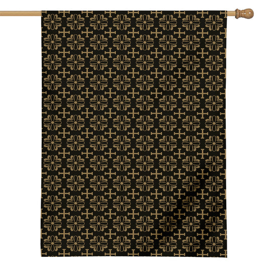 Black And Beige Orthodox Pattern Print House Flag