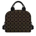 Black And Beige Orthodox Pattern Print Insulated Lunch Bag