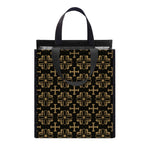 Black And Beige Orthodox Pattern Print Insulated Lunch Tote