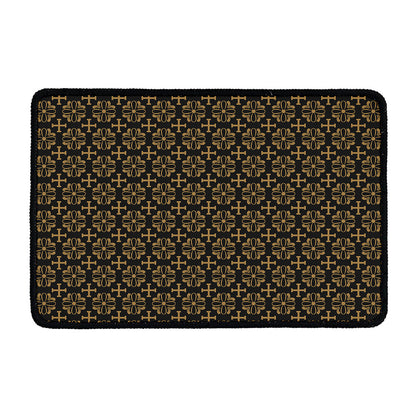 Black And Beige Orthodox Pattern Print Kitchen Mat