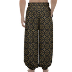Black And Beige Orthodox Pattern Print Lantern Pants