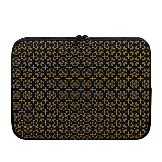 Black And Beige Orthodox Pattern Print Laptop Sleeve