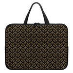 Black And Beige Orthodox Pattern Print Laptop Sleeve With Handle