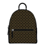 Black And Beige Orthodox Pattern Print Leather Backpack
