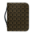 Black And Beige Orthodox Pattern Print Leather Bible Cover