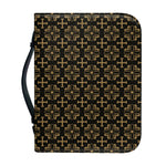 Black And Beige Orthodox Pattern Print Leather Bible Cover