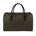 Black And Beige Orthodox Pattern Print Leather Duffel Bag