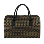Black And Beige Orthodox Pattern Print Leather Duffle Bag