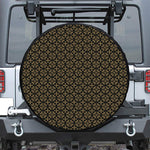 Black And Beige Orthodox Pattern Print Leather Spare Tire Cover