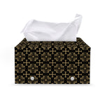 Black And Beige Orthodox Pattern Print Leather Tissue Box Cover