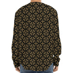 Black And Beige Orthodox Pattern Print Long Sleeve Baseball Jersey