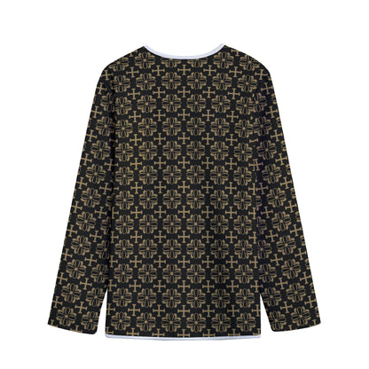 Black And Beige Orthodox Pattern Print Long Sleeve Short Coat