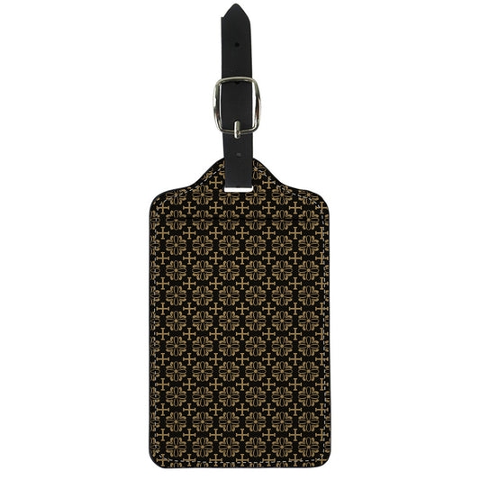 Black And Beige Orthodox Pattern Print Luggage Tag