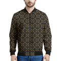 Black And Beige Orthodox Pattern Print Men's Bomber Jacket