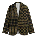 Black And Beige Orthodox Pattern Print Men's Cotton Blazer