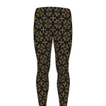 Black And Beige Orthodox Pattern Print Men's leggings
