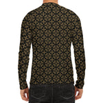 Black And Beige Orthodox Pattern Print Men's Long Sleeve Rash Guard