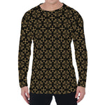 Black And Beige Orthodox Pattern Print Men's Long Sleeve T-Shirt