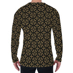 Black And Beige Orthodox Pattern Print Men's Long Sleeve T-Shirt