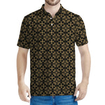 Black And Beige Orthodox Pattern Print Men's Polo Shirt