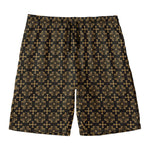 Black And Beige Orthodox Pattern Print Men's Swim Trunks