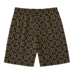 Black And Beige Orthodox Pattern Print Men's Swim Trunks