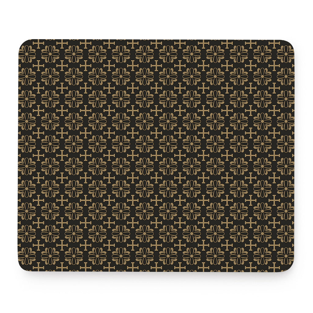 Black And Beige Orthodox Pattern Print Mouse Pad