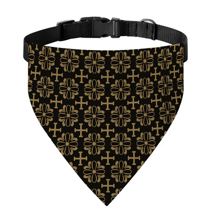 Black And Beige Orthodox Pattern Print Over The Collar Dog Bandana