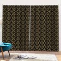 Black And Beige Orthodox Pattern Print Pencil Pleat Curtains