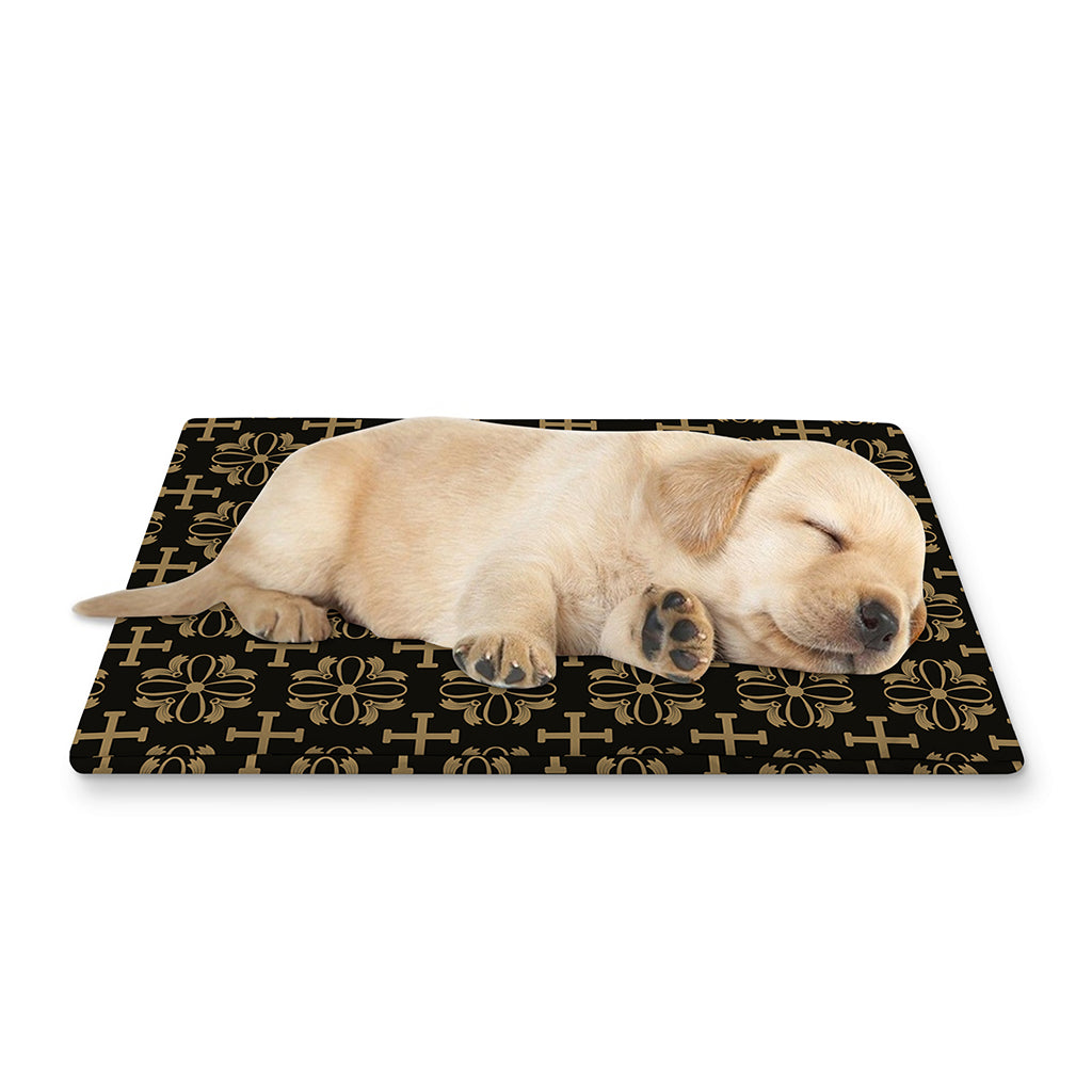 Black And Beige Orthodox Pattern Print Pet Cooling Mat Cover