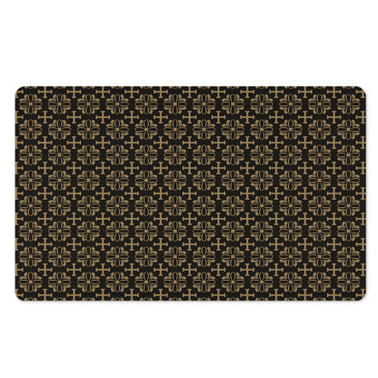 Black And Beige Orthodox Pattern Print Polyester Doormat