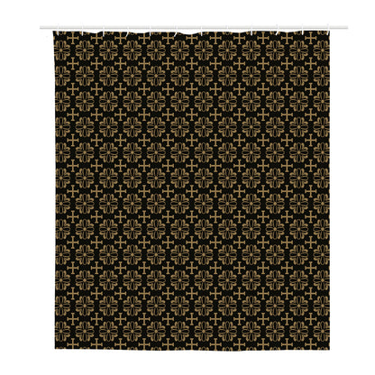 Black And Beige Orthodox Pattern Print Polyester Shower Curtain